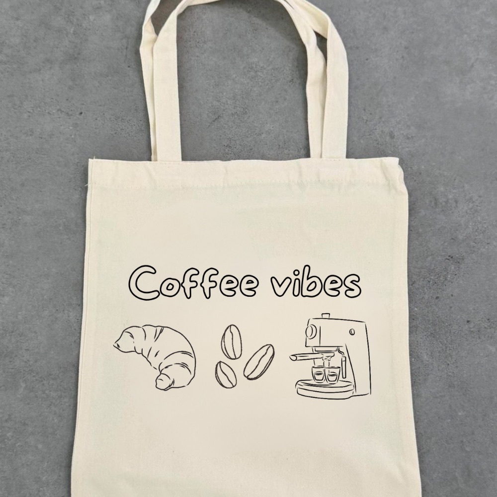 Coffee Vibes Cream Tote Bag